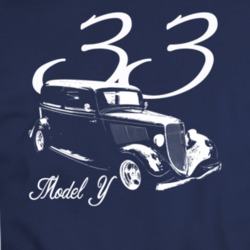 1933 Model Y Three Quarter Angle View With Year And Model Name Navy Bl