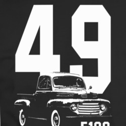 1949 F100 Three Quarter Angle View With Year And Model Name  Black T S