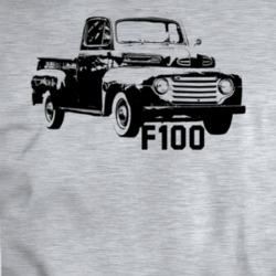1949 F100 Three Quarter Angle View With Model Name Heather Grey T Shir