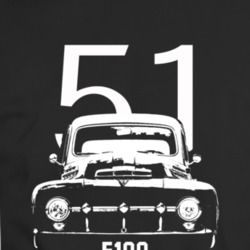 1951 F100 Grill View With Year And Model Name Black T Shirt