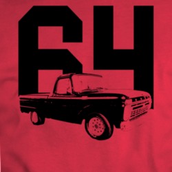 1964 F100 Three Quarter Angle View With Year Red T Shirt