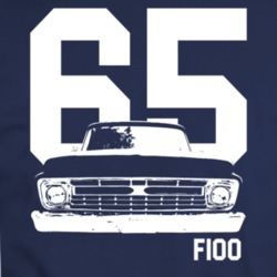 1965 F100 Grill View With Year And Model Name Navy T Shirt