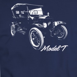 1917 Model T Three Quarter Angle View With Model Name Navy Blue T Shir