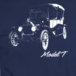 1916 Model T Three Quarter Angle View With Model Name Navy Blue T Shir