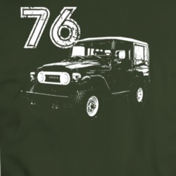 1976 Fj 40 Three Quarter Angle View Military Green T Shirt