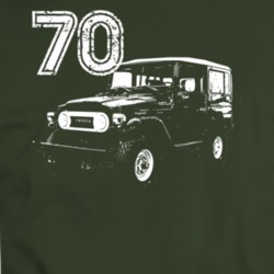 1970 Fj 40 Three Quarter Angle View Military Green T Shirt