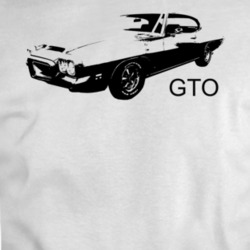 1972 Gto Three Quarter Angle View With Model Name White T Shirt