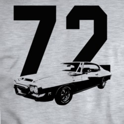 1972 Gto Three Quarter Angle View With Year Sport Grey T Shirt