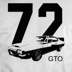 1972 Gto Three Quarter Angle View With Year And Model Name White T Shi