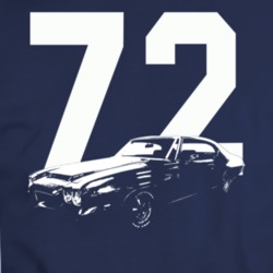 1972 Gto Three Quarter Angle View With Year Navy Blue T Shirt