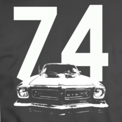 1974 Gto Grill View With Year View Charcoal Grey T Shirt