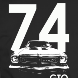 1974 Gto Grill View With Year And Model Name Black T Shirt