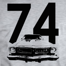 1974 Gto Grill View With Year Sport Grey T Shirt
