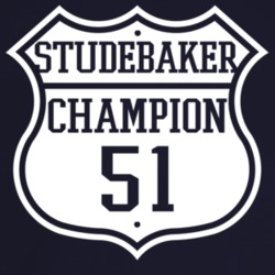 Highway Route Sign 1951 Studebaker Champion Navy Color T Shirt
