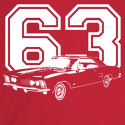1963 Riviera Three Quarter View With Year Red Color T Shirt