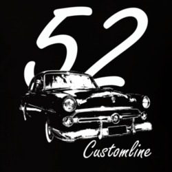 1952 Customline Three Quarter Angle View With Year And Model Name Blac