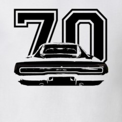 1970 Dodge Charger Faded Look  Rear View Black Graphic With Year Light