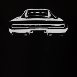1970 Dodge Charger Faded Look  Rear View White Graphic Dark T Shirt