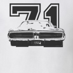 1971 DODGE CHARGER Faded Look Grill View Black Graphic With Year Light