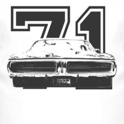 1971 DODGE CHARGER Faded Look Grill View Black Graphic With Year Light