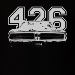 1971 DODGE CHARGER Faded Look Grill View White Graphic With Engine Siz