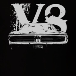 1971 DODGE CHARGER Faded Look Grill View White Graphic With V8 Dark T 