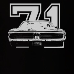 1971 DODGE CHARGER Faded Look Grill View White Graphic With Year Dark 