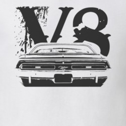 1971 Dodge Challenger Rear View Black Graphic With V8 Light T Shirt