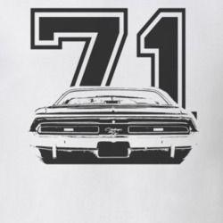 1971 Dodge Challenger Rear View Black Graphic With Year Light T Shirt