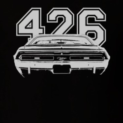 1971 Dodge Challenger Rear View White Graphic With Engine Size Dark T 