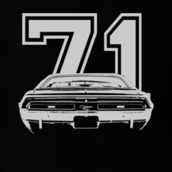 1971 Dodge Challenger Rear View White Graphic With Year Dark T Shirt