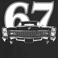 1967 Cadillac Deville Grill View With Year Dark Color T Shirt