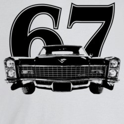 1967 Cadillac Deville Grill View With Year Light Color T Shirt