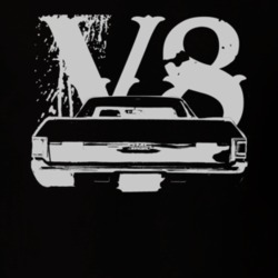 1973 GMC SPRINT Faded Look Rear View White Graphic With V8 Dark T Shir