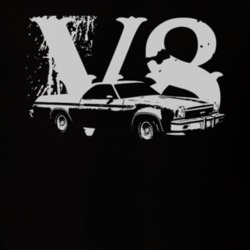 1973 GMC SPRINT  Faded Look Side View White Graphic With V8 Dark T Shi