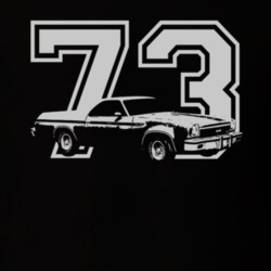 1973 GMC SPRINT Faded Look Side View White Graphic With Year Dark T Sh