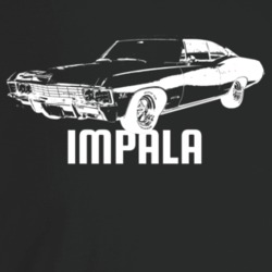 1967 Impala Three Quarter Angle View With Model Name Dark Color T Shir