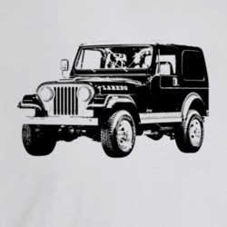 1981 Jeep Cj-7 Laredo Three Quarter Angle View Light Color T Shirt