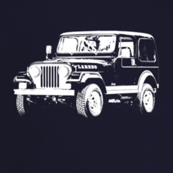 1981 Jeep Cj-7 Laredo Three Quarter Angle View Dark Color T Shirt
