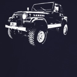 1982 Jeep Cj-7 Laredo Three Quarter Angle View Dark Color T Shirt