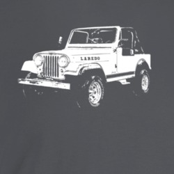 1983 Jeep Cj-7 Laredo Three Quarter Angle View Dark Color T Shirt