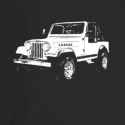 1984 Jeep Cj-7 Laredo Three Quarter Angle View Dark Color T Shirt
