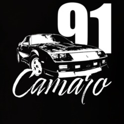 1991 Camaro Three Quarter View With Year And Model Dark Color T Shirt