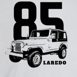 1985 Jeep Cj-7 Laredo Three Quarter Angle View With Year And Model Nam