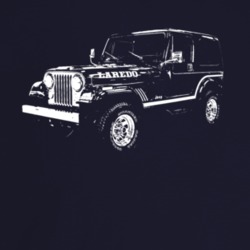 1985 Jeep Cj-7 Laredo Three Quarter Angle View Dark Color T Shirt