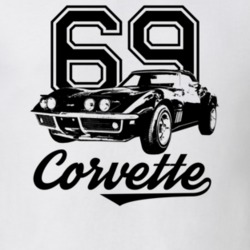 1969 Corvette Three Quarter View With Year And Model Light Color T Shi