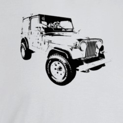 1986 Jeep Cj-7 Laredo Three Quarter Angle View Light Color T Shirt