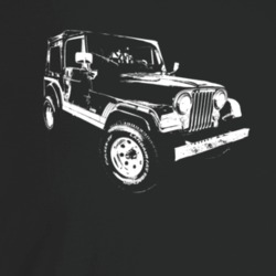1986 Jeep Cj-7 Laredo Three Quarter Angle View Dark Color T Shirt