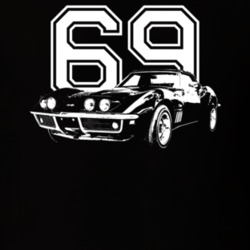 1969 Corvette Three Quarter View With Year Dark Color T Shirt