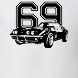 1969 Corvette Three Quarter View With Year Light Color T Shirt